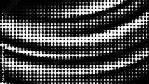 Wavy Lined Halftone background. Black and white abstract wave stripe pattern. Vector texture.