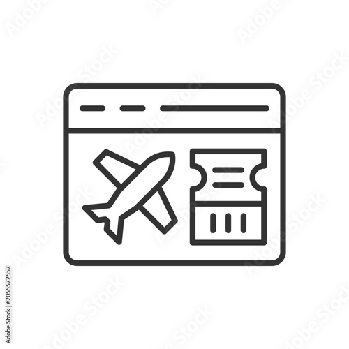 Foto Online Flight Ticket With Browser Icon