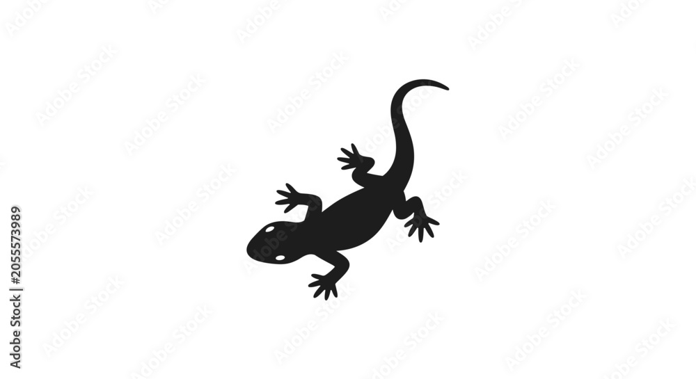 Obraz premium Black Silhouette of a Gecko on White Background