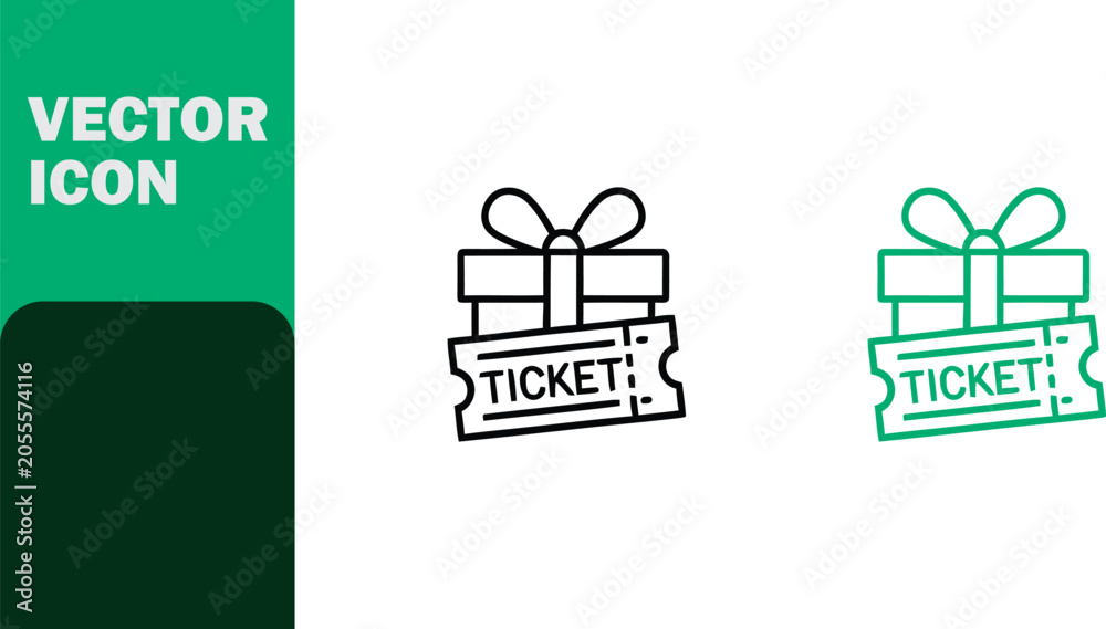 Naklejka premium Minimalist Gift Present With Ticket Icon for Gifting or Promotional Campaigns
