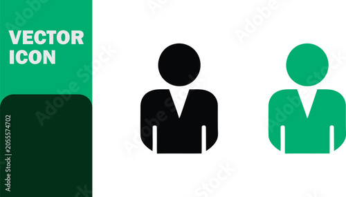 Minimalist black and green user avatar icon set for web design