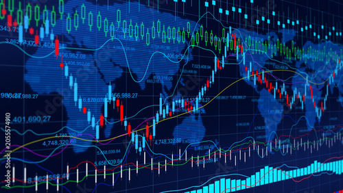 Schilderij op canvas Global world stock market exchange trading financial growth strategy, economic v