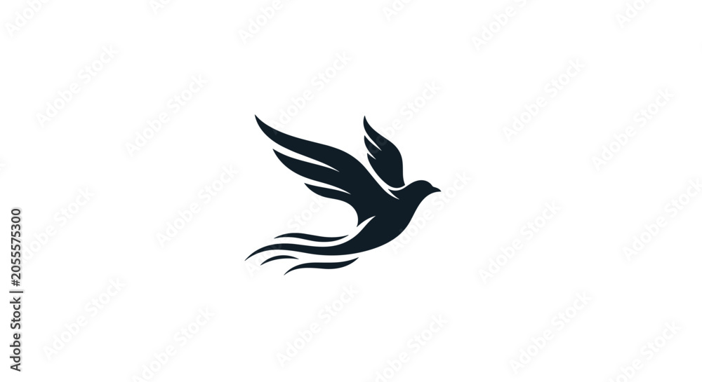 Fototapeta premium Elegant Silhouette Of A Bird In Flight