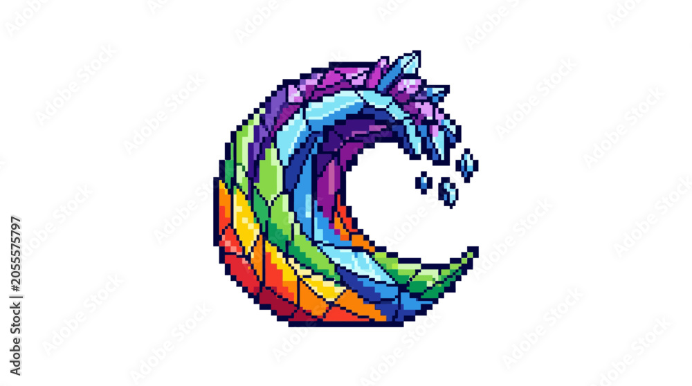 Fototapeta premium Colorful Stained Glass Dragon Wave.