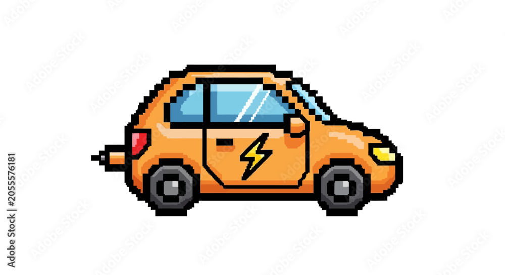 Fototapeta premium Electric Car Side View Illustration.