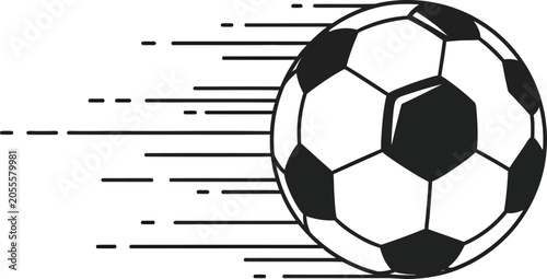 Fast moving soccer ball with motion lines