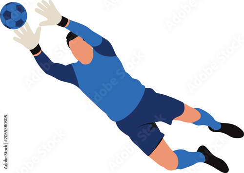 Goalkeeper diving to save a soccer ball