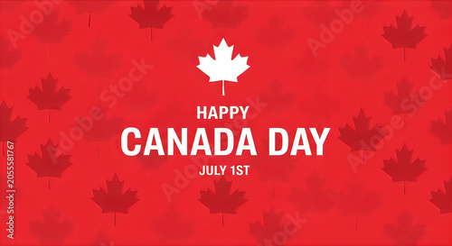 Happy Canada Day Celebration Background with Maple Leaf Pattern Design