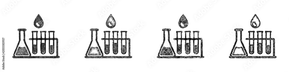 Obraz premium Sketch water laboratory icon design set