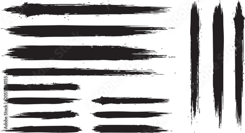Black brush strokes on white background for artistic and design purposes