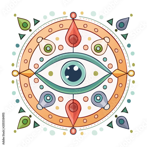 Geometric Eye Mandala Vector Illustration