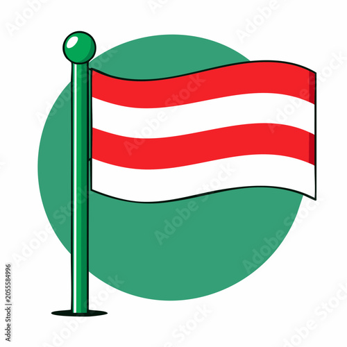 Illustration of the Austrian Flag on a Green Background