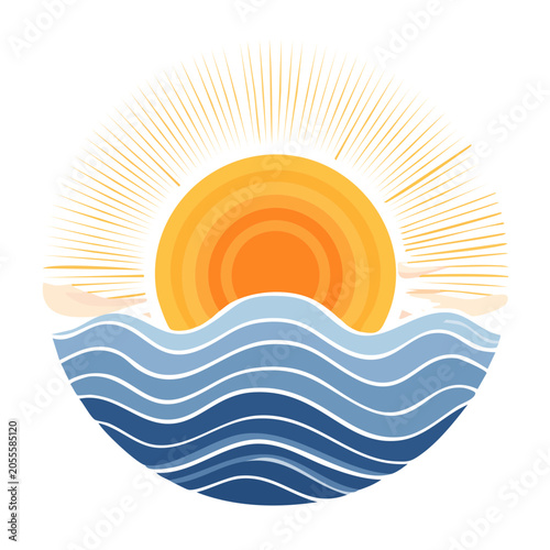 Sun and Water Flat Design Vector