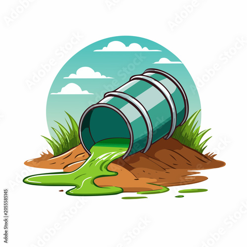 Toxic Waste Barrel Leaking Green Sludge
