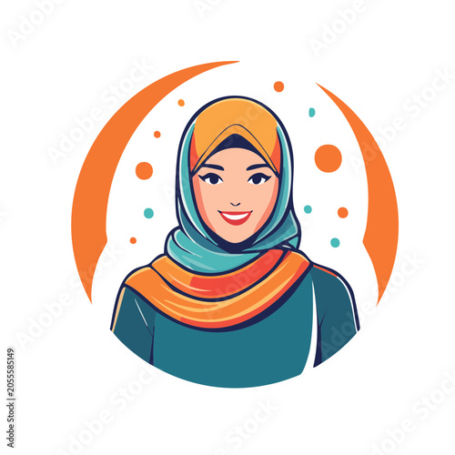 Woman in Hijab Vector Portrait Illustration
