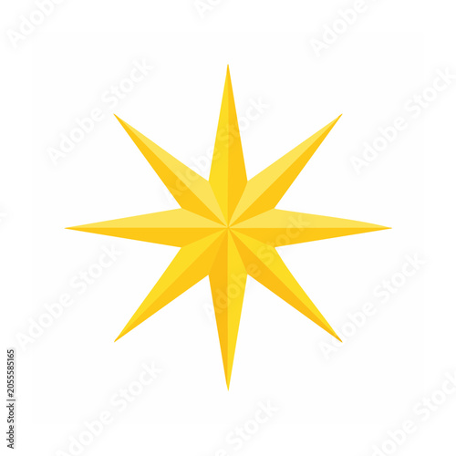 Yellow flat star icon isolated