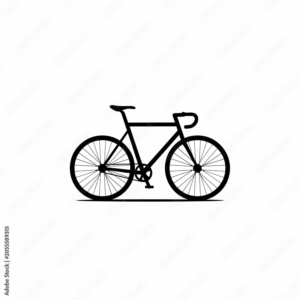 Fototapeta premium Black bicycle icon on white background simple bike silhouette