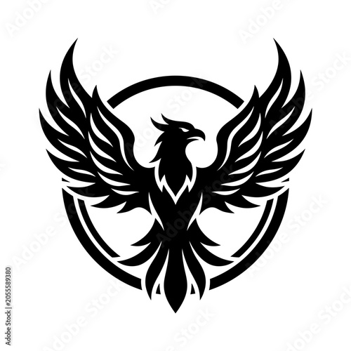 Stylized Phoenix Bird Silhouette Logo Design Vector Illustration