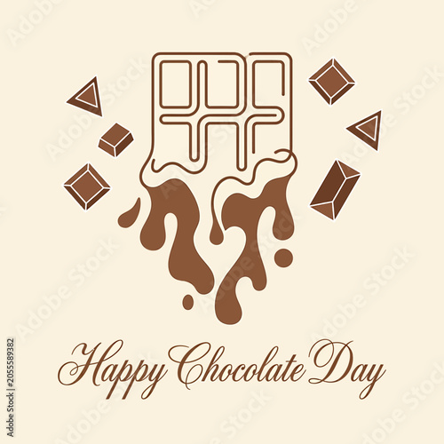 Melting Chocolate Bar Celebration Card with Happy Chocolate Day Message