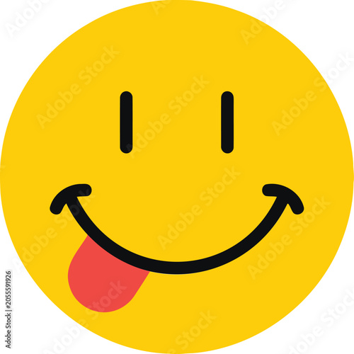 Classic yellow smiley face emoji with tongue out expression for fun social media communication.