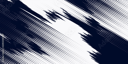 Quadro su tela White brush strokes on a navy blue background illustration with a halftone effec