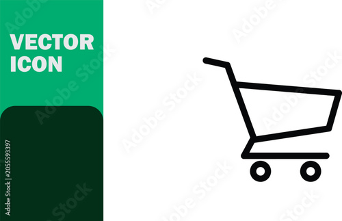 Minimalist black and white shopping cart icon for e-commerce website design