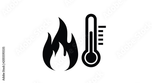 Tableau sur toile Flame And Thermometer Icon On White Background arson
