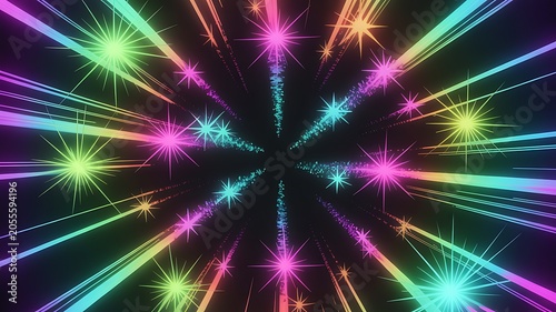 Vibrant Neon Light Explosion Background