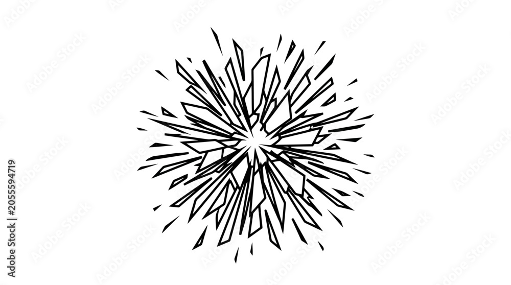 Fototapeta premium A black and white illustration of an explosion or burst of energy.