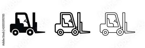 Forklift truck icon silhouette vector outline and line art