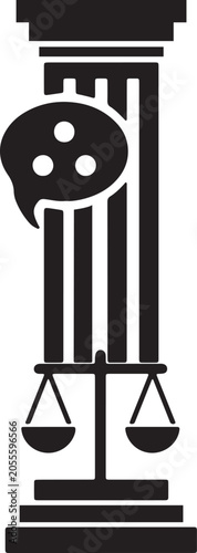 AI Legal Assistant Chatbot Courthouse Glyph Icon