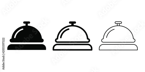 Desk bell icon silhouette vector outline and line art