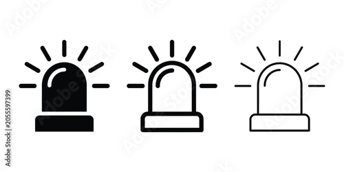 Emergency siren warning light icon silhouette vector outline and line art