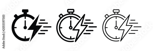 Fast response speed timer icon silhouette vector outline and line art
