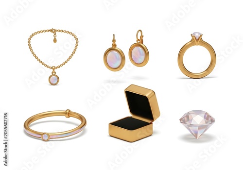 Luxury Jewelry Set with Diamond Necklace and Earrings