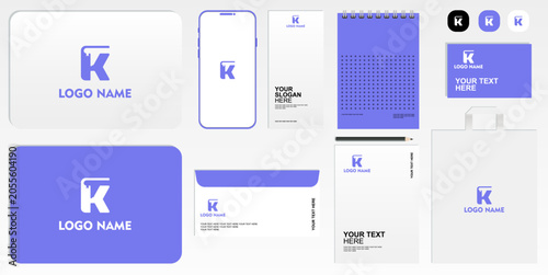 Canvastavla initial letter k book logo design