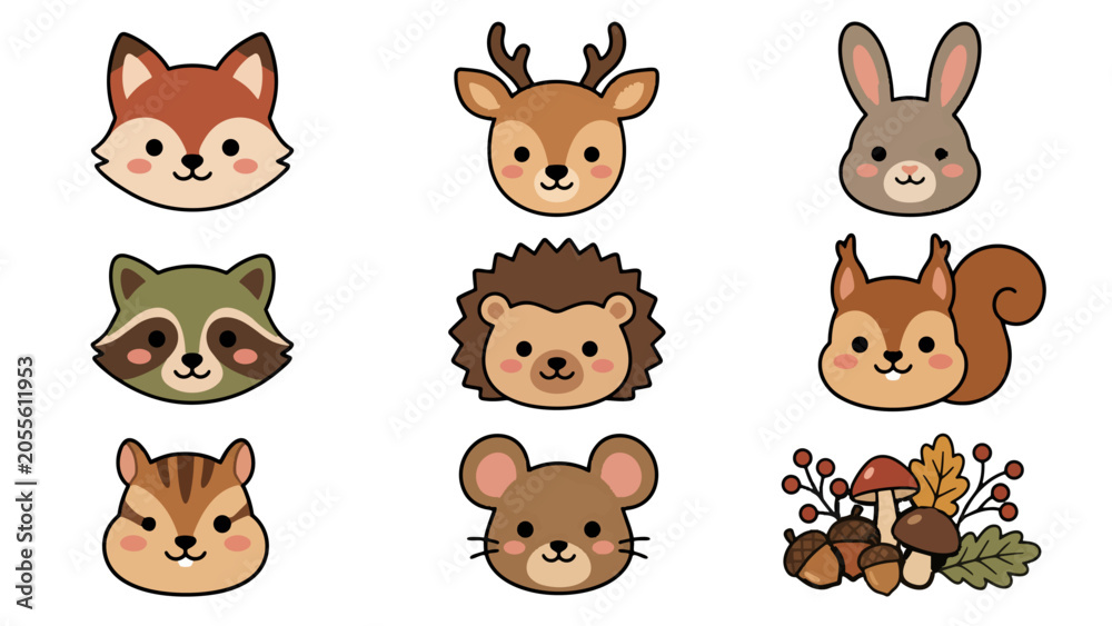 Fototapeta premium Forest Animal Graphic Bundle for Kids Products, Educational Resources and Nursery Illustration Vector Collection