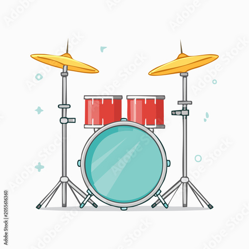 Cartoon Drum Set Illustration