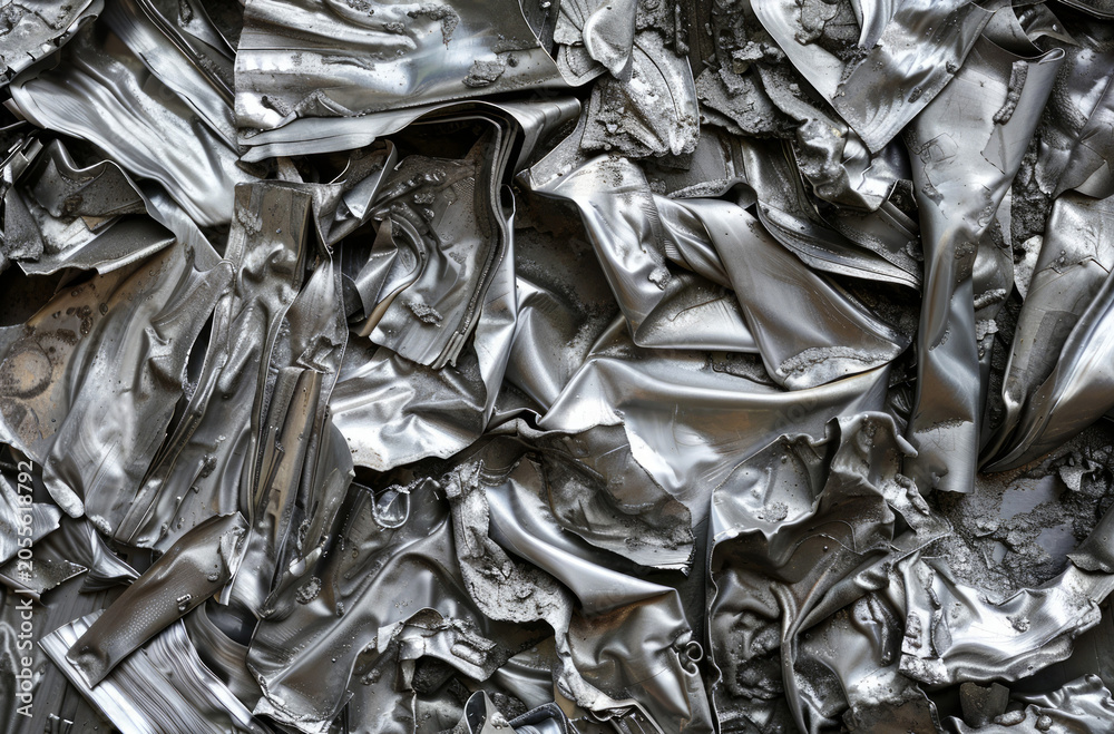 Obraz premium Photo of Pile of cast aluminum scrap. Background texture for backdrops or mapping