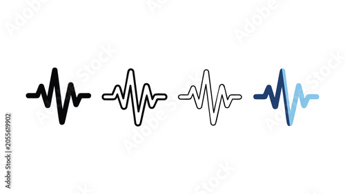 Φωτογραφία Collection of four distinct sound wave graphic representations showing different