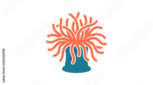 Photos Red sea anemone illustration on white background.
