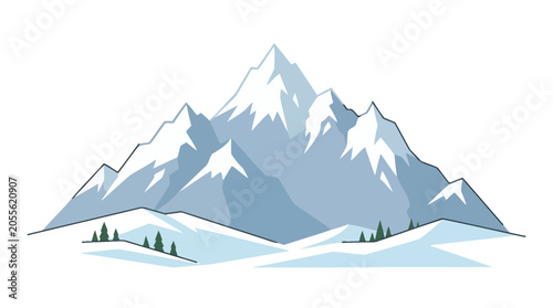Fotografie Majestic snow capped mountain range landscape vector illustration