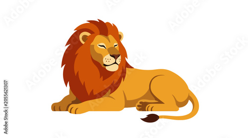 Foto Majestic lion resting calmly isolated on a white background.