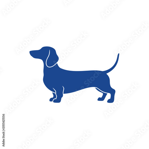 Dachshund Silhouette Against White Background Simple Vector Illustration