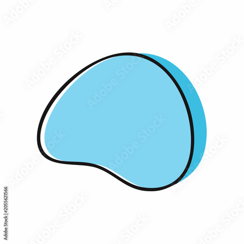 Abstract Blue Blob Shape with Black Outline