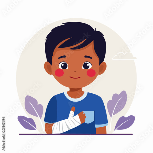 Boy with Broken Arm Giving Thumbs Up