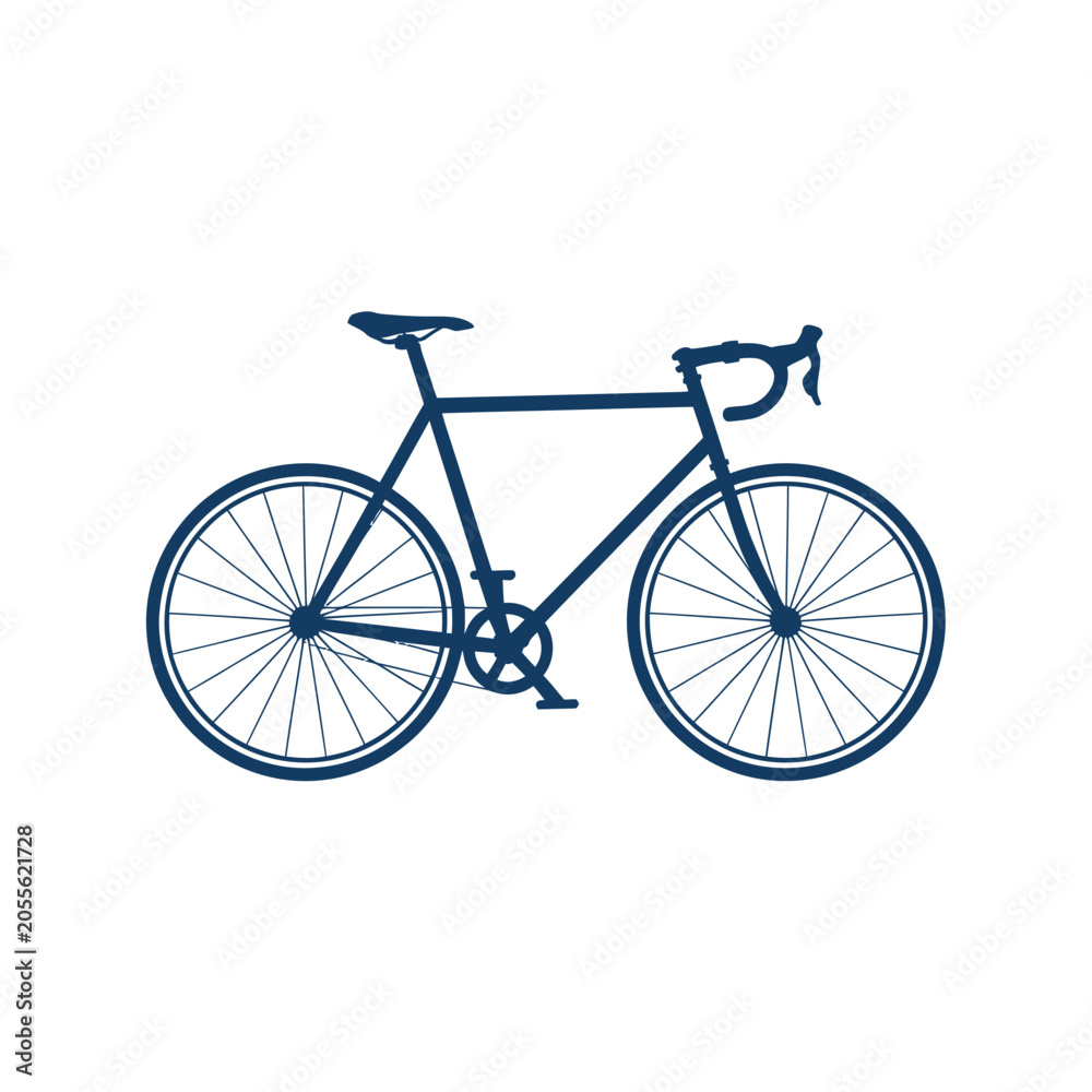 Fototapeta premium Road Bicycle Silhouette Against White Background Minimalist Line Art
