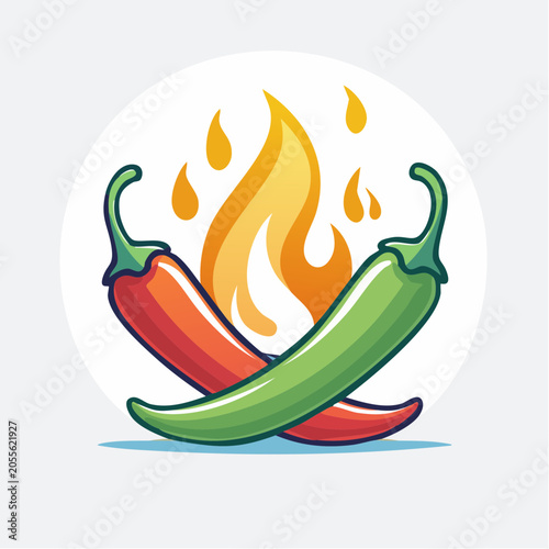 Spicy Chili Peppers on Fire Icon