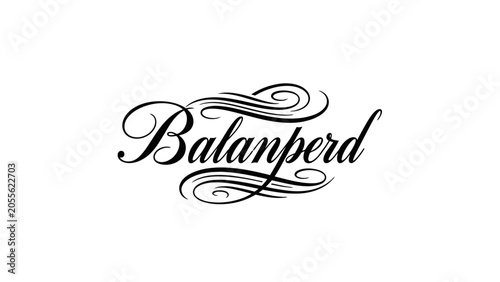 Εκτύπωση καμβά Elegant cursive typography of Balanperd with decorative flourishes, isolated white background