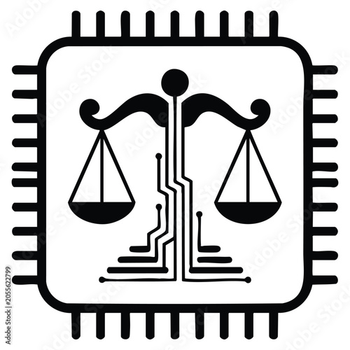 Foto Vector AI ethics logotype icon with ethical innovation symbol, suitable for machine learning governance and technology safety visuals